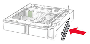 The tray cover is attached to the right side of the optional 550-sheet tray.