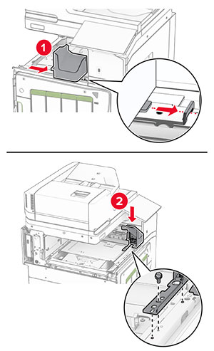  The mounting bracket is installed, and secured with a screw.