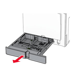 The tray is pulled out.