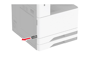 La maniglia di sollevamento viene estratta dal centro del lato sinistro della stampante.