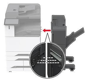 Il fascicolatore viene fissato al lato destro della stampante.