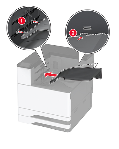 Il raccoglitore standard doppio viene allineato e inserito nella stampante.