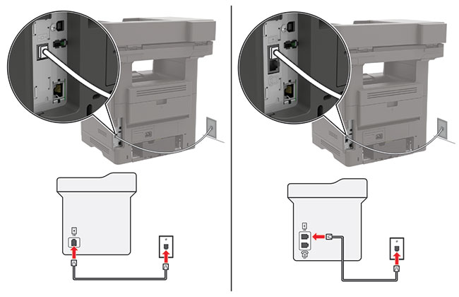 Imprimanta este conectată direct la o priză de perete.