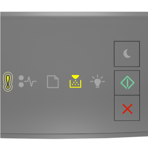Printer control panel light sequence for Cartridge nearly low [88.xy]