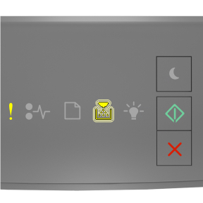 Printer control panel light sequence for Replace imaging unit, 0 estimated pages remain [84.xy]