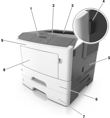 Basic printer model with an optional tray