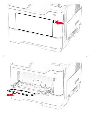 The multipurpose feeder is pulled down, and then the extender is pulled up.