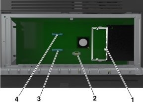 The connectors on the controller board