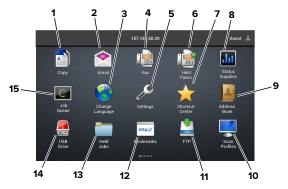 Printer home screen