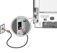 connect the phone line to the printer and wall outlet
