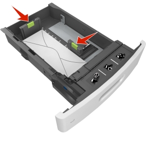 Location of envelopes in the tray