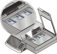 Placement of three card on the scanner glass