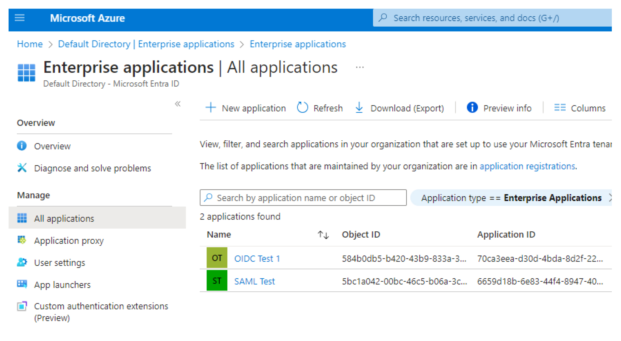 A screenshot showing the All applications page.