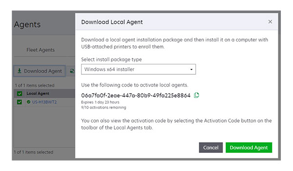 A screenshot of the Download Local Agent window.