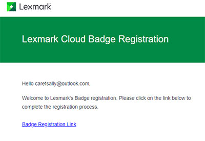 A screenshot showing the badge registration link.