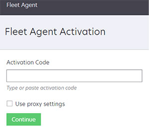 A screenshot of the Fleet Agent Activation window.