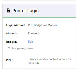A screenshot of PIN set to check email or contact administrator option.