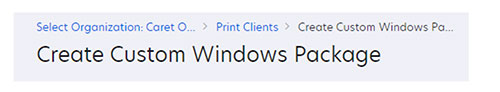 A screenshot of the Create Custom Windows Package page.