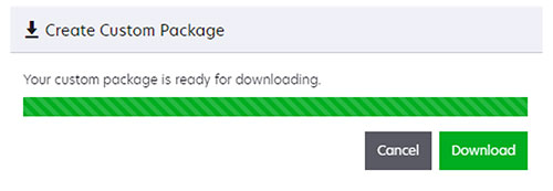 A screenshot of the Download option for the custom package.