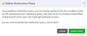 A screenshot of the Delete Policy option.