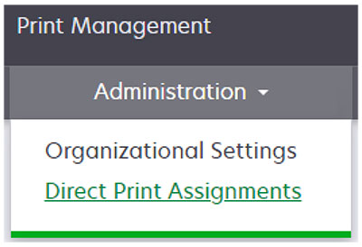 A screenshot of the Direct Print Assignments option.