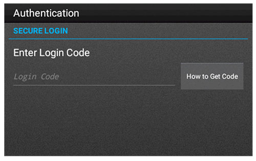 A screenshot of the Enter Login Code field.
