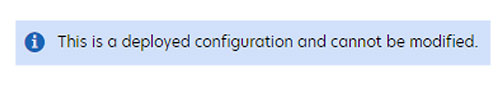 A screenshot of the error when the name of a deployed configuration is clicked.