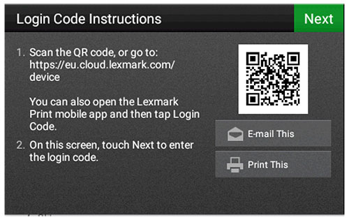 A screenshot of the Login Code Instructions.
