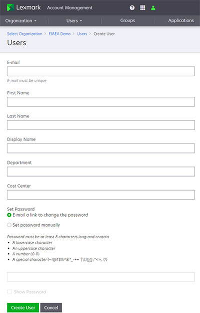 A screenshot showing the Users page for Customer Identity Management Services.