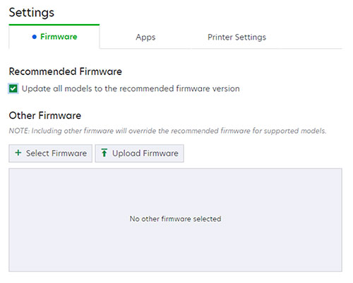 A screenshot of the Recommended Firmware section.