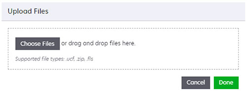 A screenshot of the Upload Files window.