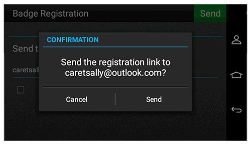 A screenshot of the control panel with the Send option.