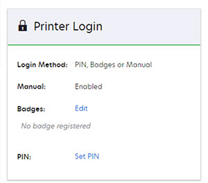 A screenshot of Printer Login section.