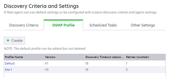 A screenshot of the SNMP Profile tab.