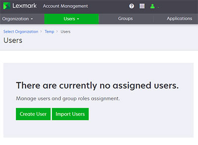 A screenshot showing the Create User option when there are no existing users.