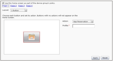 Specifying an action for the button page 