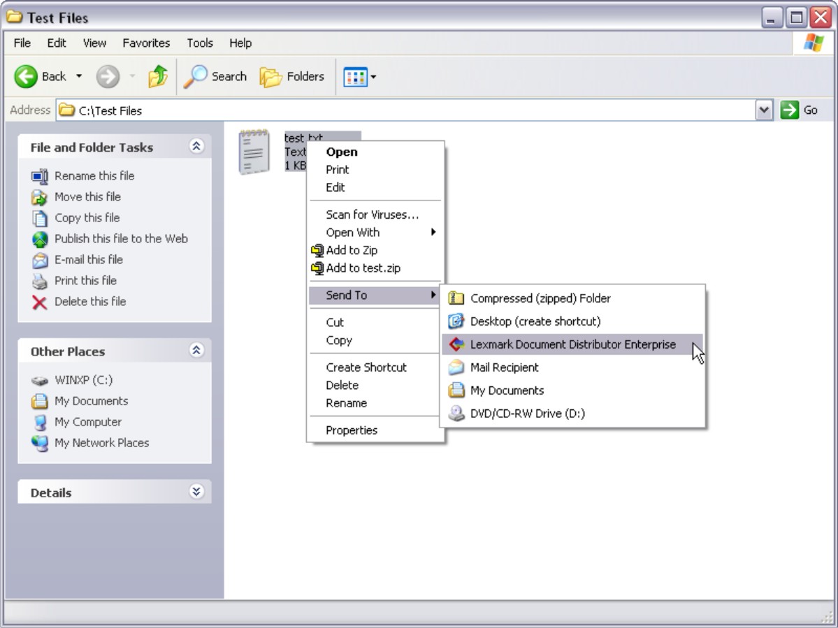 Configuring the Microsoft Windows application software Select N Send