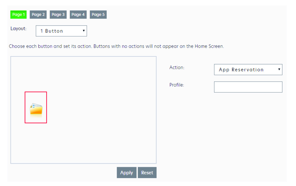 Specifying an action for the button page 