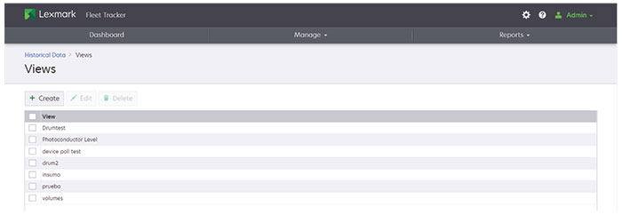 A screenshot of the Views feature for reports