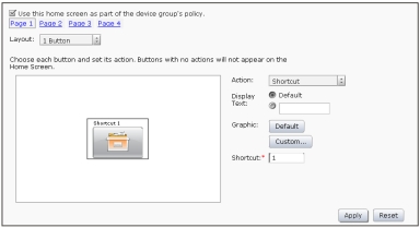 Specifying an action for the button page 