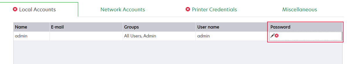 A screenshot showing the local account that needs a password