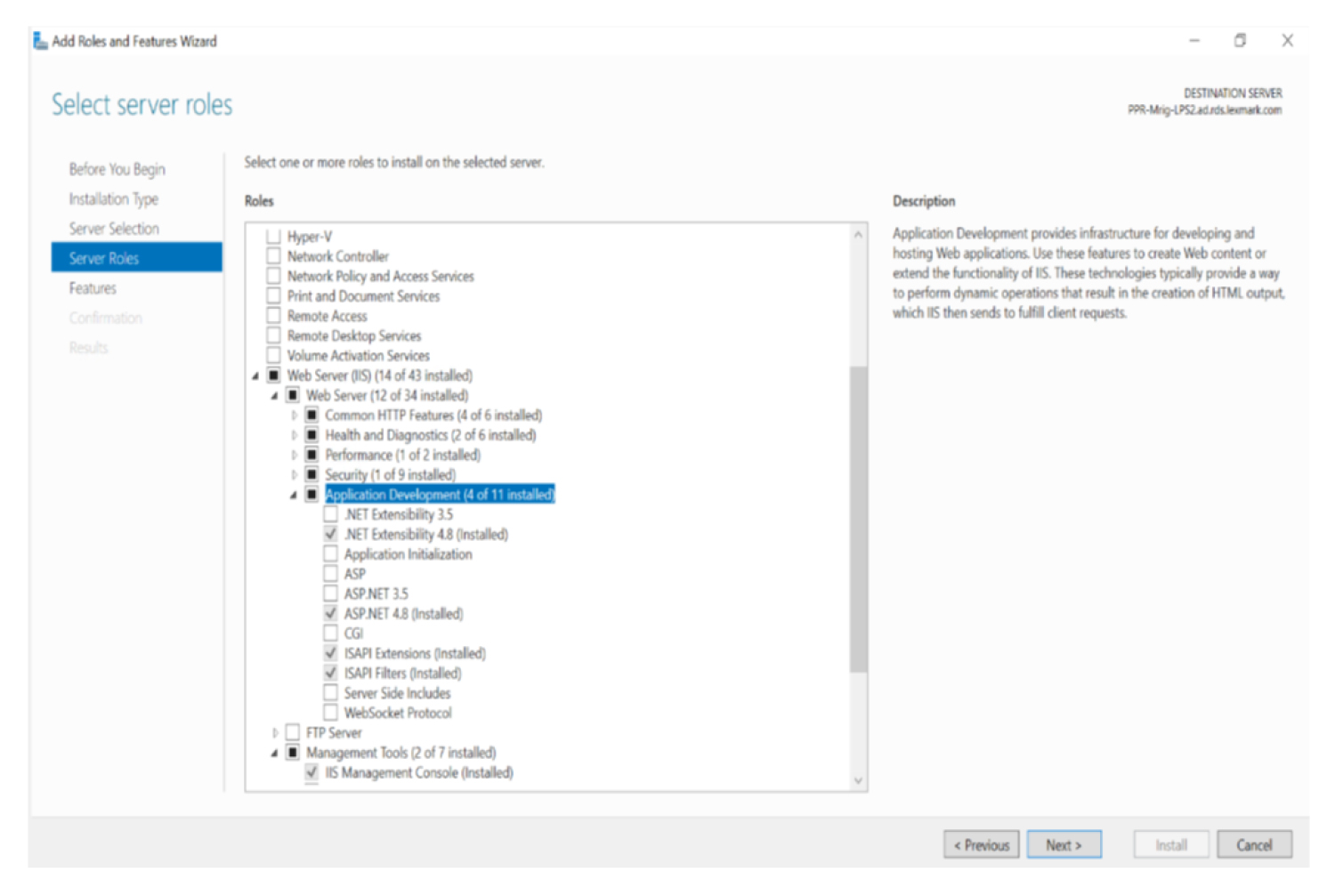 A screenshot showing the enabled options in the Web Server section.