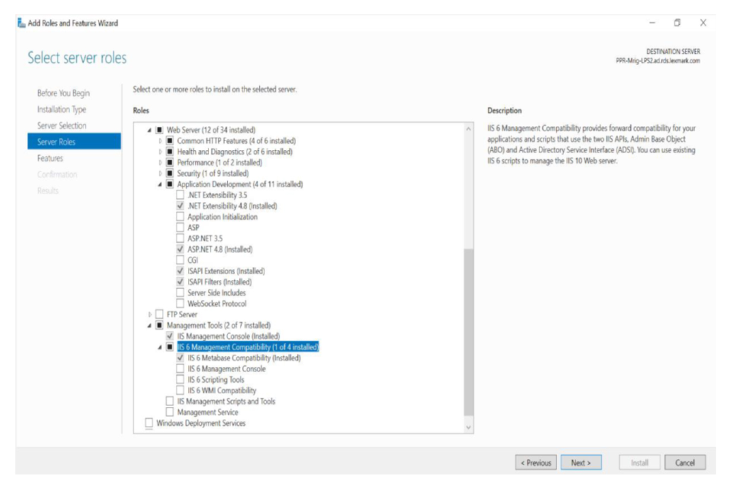 A screenshot showing the options you need to select from the Management Tools section.