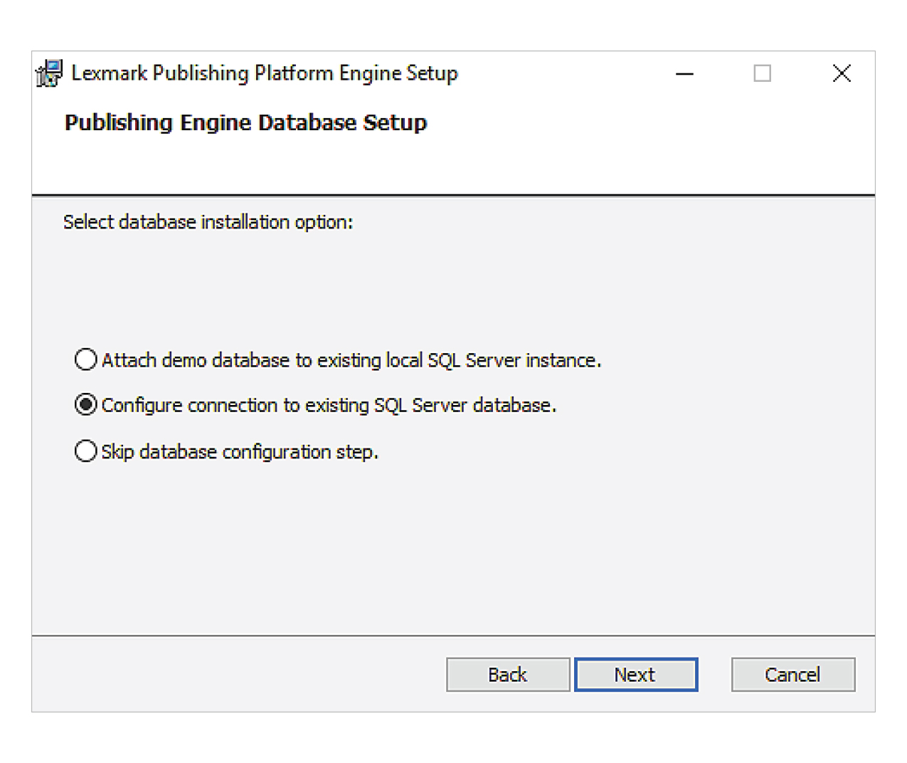 A screenshot showing one of the steps in installing the engine.