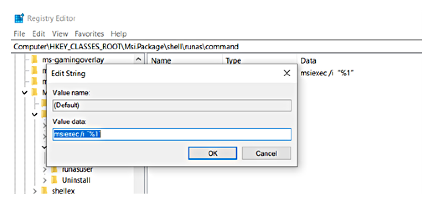 A screenshot showing the Value data field.