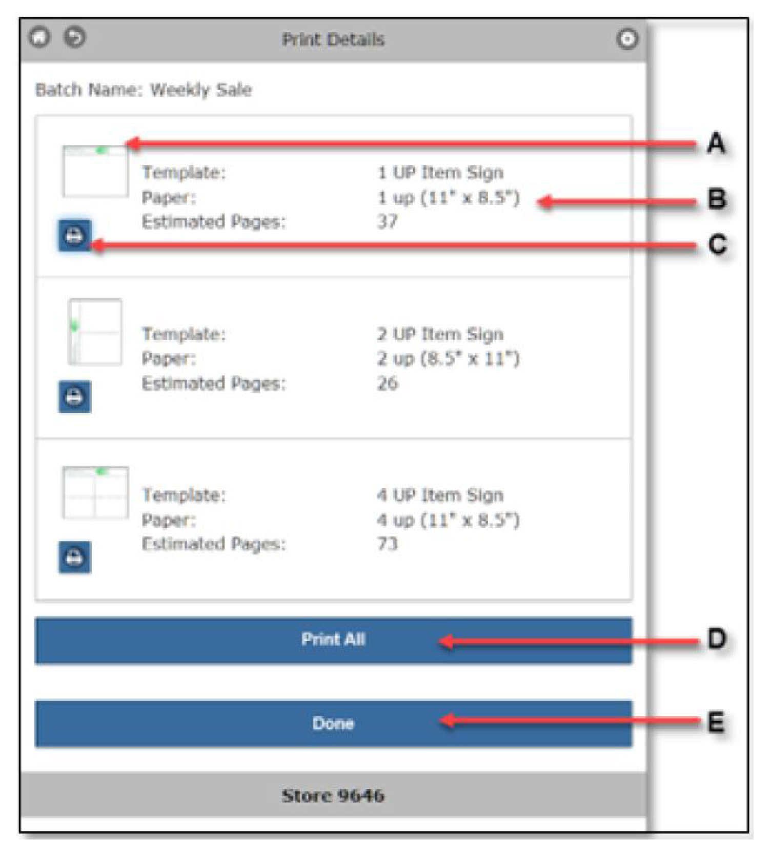 A screenshot showing a print list.