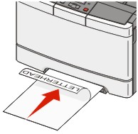 Load the letterhead into the manual feeder facedown for one-sided printing.