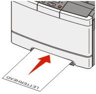 Load the letterhead into manual feeder faceup for two-sided (duplex) printing.