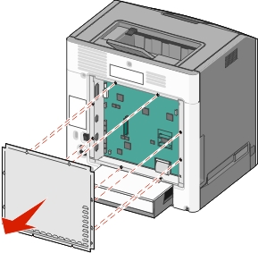 The illustration shows the system board tray being removed