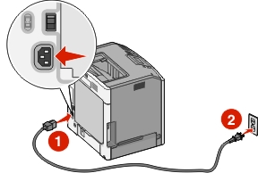 connecting the power cable to the printer